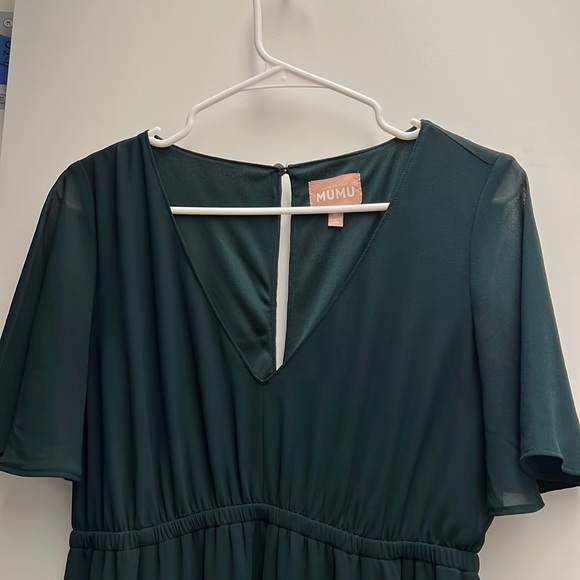 Show me your mumu. Emily Empire Maxi Dress in emerald chiffon. Size medium! - Picture 3 of 3